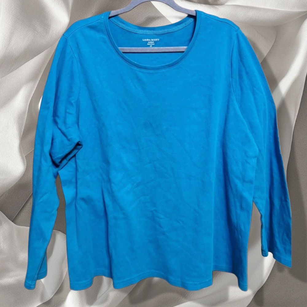 Laura Scott Vibrant Blue Pull Over Crew Neck Top size 1X NWOT